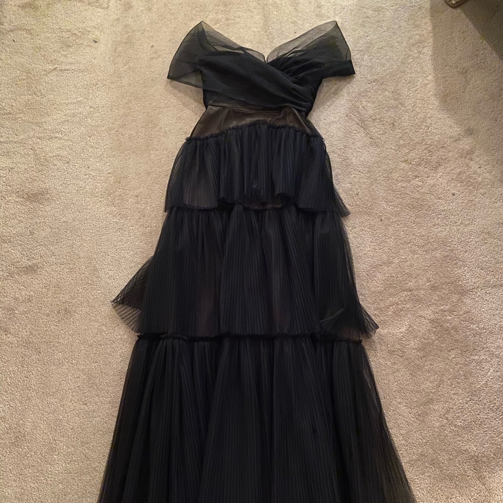 BCBG MaxAzria Black Tulle Gown - Picture 3 of 9